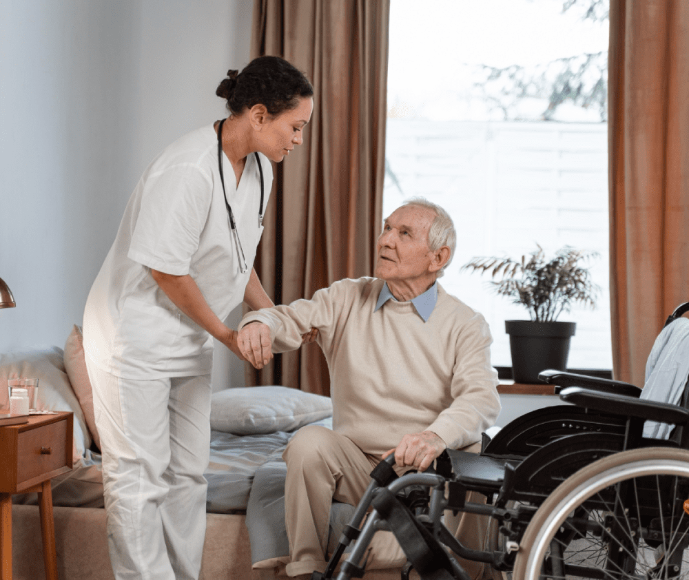 Doctor helping senior patient